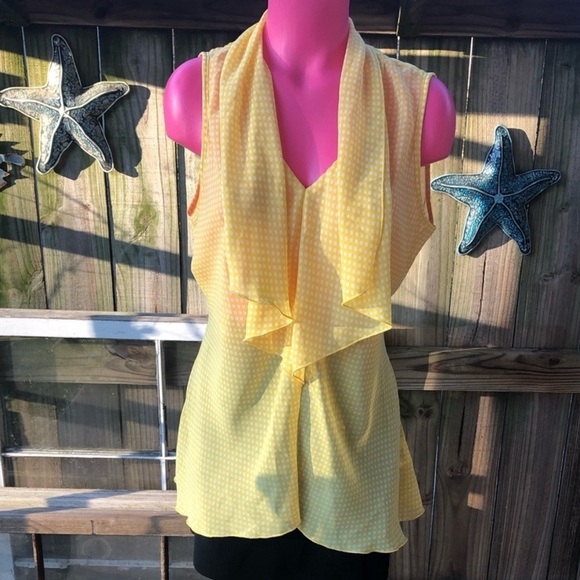 Sunny Leigh Yellow Polka Dot Blouse M - Picture 1 of 6